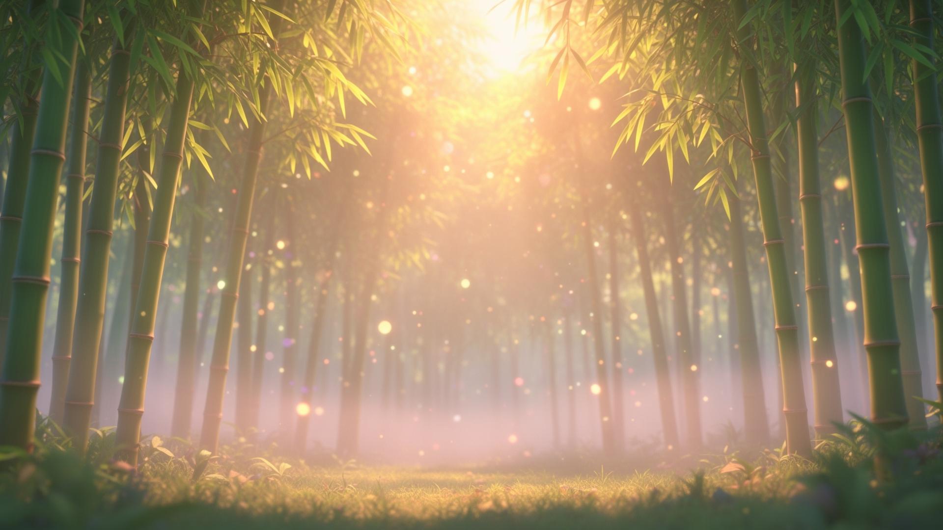 Sunlit bamboo forest